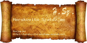 Herskovits Szalóme névjegykártya